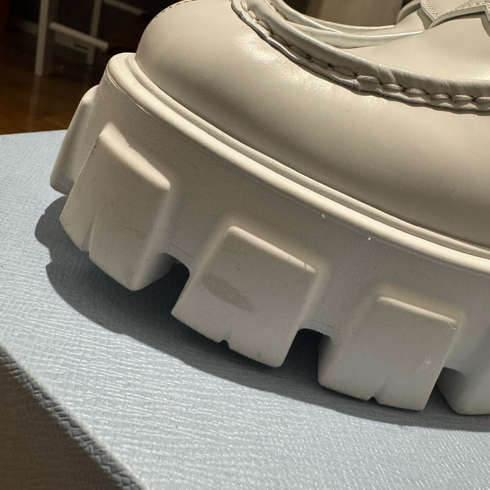 Prada White Chunky Platform Loafers with Silver Hardware - Picture 5 of 8